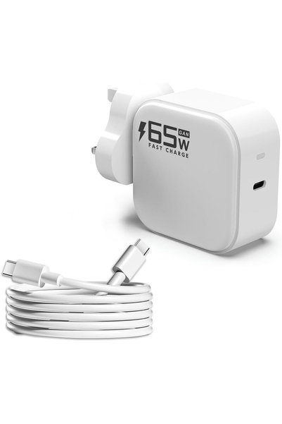GENERAL شاحن سريع USB-C بقوة 65 واط مع كابل USB-C بطول 1 متر للهواتف وأجهزة ا...