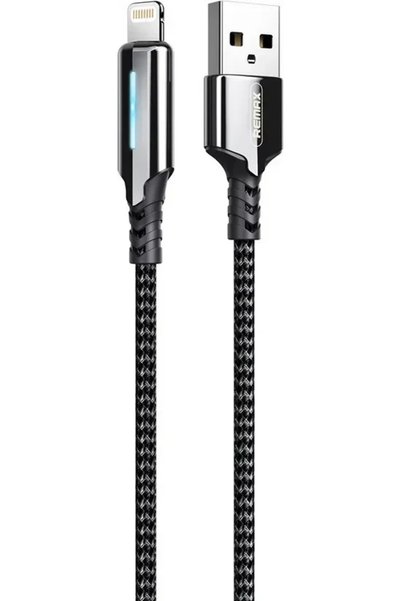 Remax Gonyu RC-123 Πλεγμένο / LED USB σε καλώδιο Lightning μαύρο 1μ