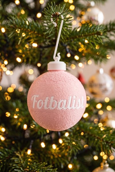 OEM Glob Craciun 3D Personalizat Fotbalist - Sfera Brad Roz Pastel cu Nume Pr...