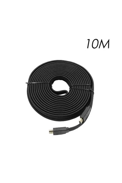 OEM Καλώδιο HDMI 10m V2.0 4K UHD 3D Flat, Braided YWX-4K-10 σε μαύρο χρώμα