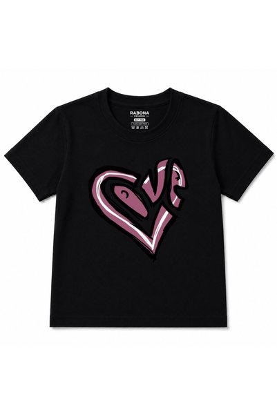 Rabona Fashion Love in Motion – Pink Graffiti Heart Kids Graphic T-Shirt
