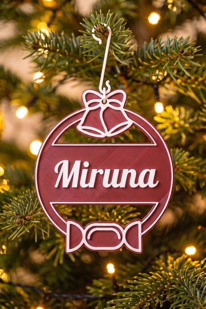 OEM Glob Craciun Personalizat cu Nume Miruna - Ornament Brad Plat Visiniu cu ...
