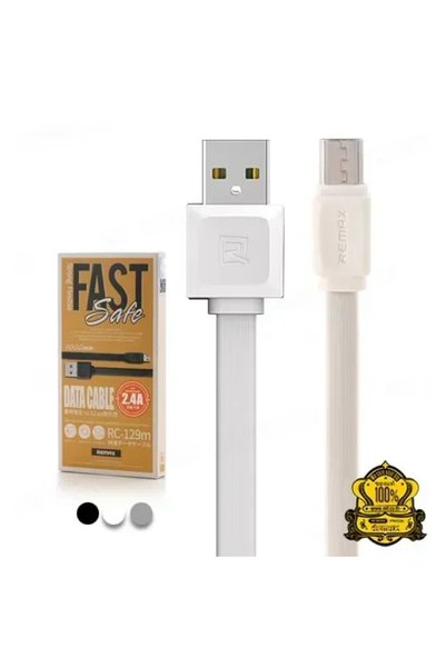 Remax Καλώδιο φόρτισης Fast Safe RC-129m για Micro Usb 1m, σε λευκό χρώμα