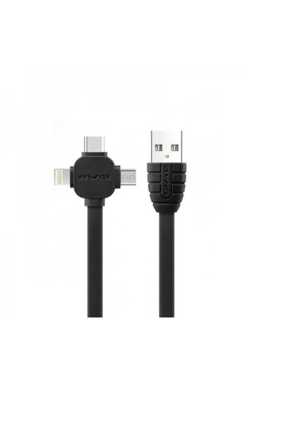 AWEI Καλώδιο CL-82 Micro Usb,Lightning και Type C, σε Μαύρο Χρώμα