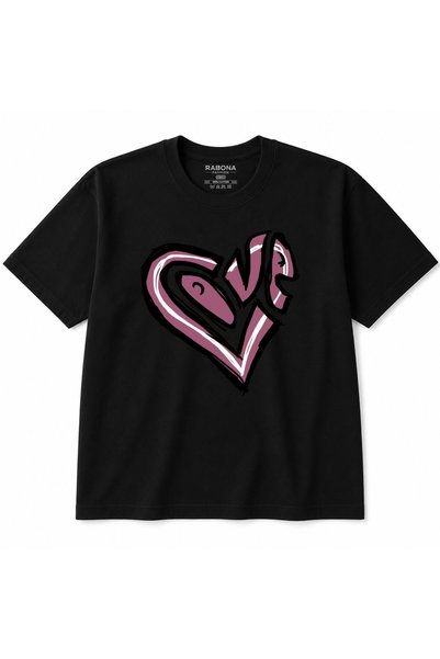 Rabona Fashion Love in Motion – Pink Graffiti Heart Graphic T-Shirt