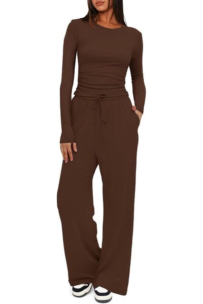 OtherMax Costum de Damă din Trening Două Piese Confortabil Moale Casual Maro M