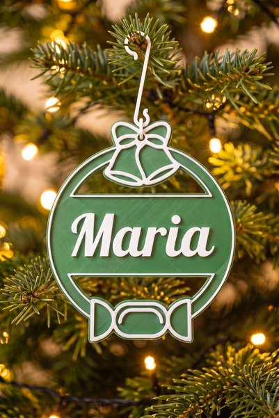 OEM Glob Craciun Personalizat cu Nume Maria - Ornament Brad Plat Verde Brad c...