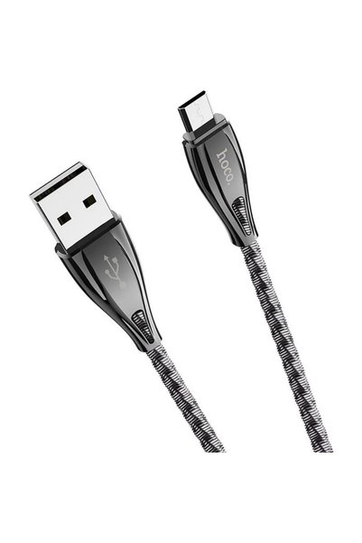 Hoco Πλεγμένο καλώδιο USB 2.0 σε micro USB γκρι 1.2μ (U56 Μεταλλική Θωράκιση)
