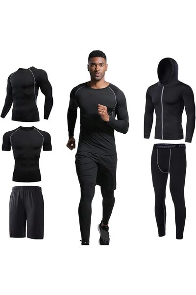 GENERAL 5/3-Pcs Men's Activewear Set, High Elastic Quick Dry Tracksuit with J...
