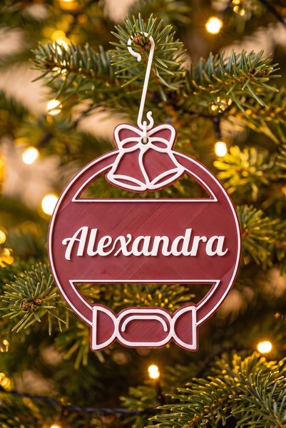 OEM Glob Craciun Personalizat cu Nume Alexandra - Ornament Brad Plat Visiniu ...