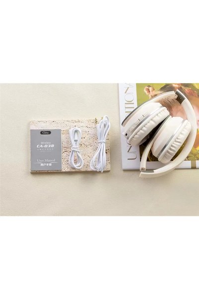 OEM Ασύρματα Bluetooth Over Ear ακουστικά μπεζ-λευκό CA-038