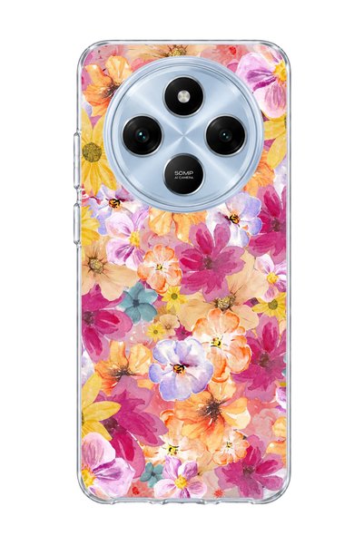lelia Redmi 14C Compatible Tiny Flower Watercolor Printed Transparent Phone Case