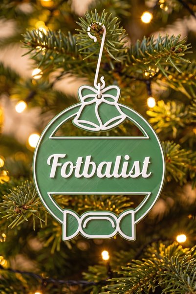 OEM Glob Craciun Personalizat cu Nume Fotbalist - Ornament Brad Plat Verde Br...