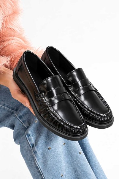 VEYA Pantofi casual de damă, din piele artificială, cu vârf oval, cusut, cu ș...