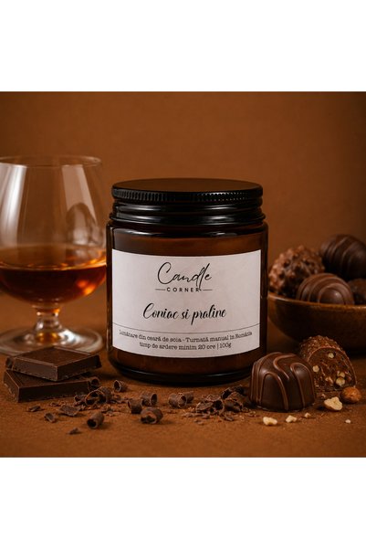 Candle Corner Ароматна свещ от соев восък 100гр, в кехлибарен стъклен съд, с ...