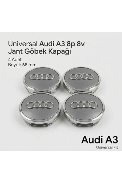MemoDigital Audi A3 2016-2025 Jant Göbek Kapağı Silver Dış Çap 66 mm - İç Çap...