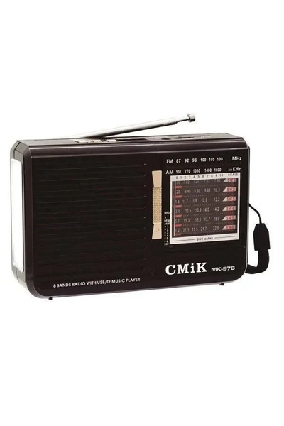 OEM Φορητό ραδιόφωνο επαναφορτιζόμενο με USB CMiK MK-978 Retro σε μαύρο χρώμα