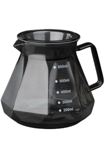 Generic إبريق قهوة زجاجي V60 سعة 600 مل بتصميم ماسي أسود
