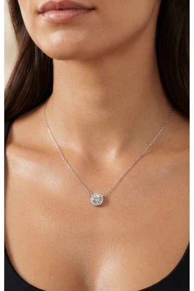 HOŞGÖR ACCESSORIES Single Stone Necklace Earring Set