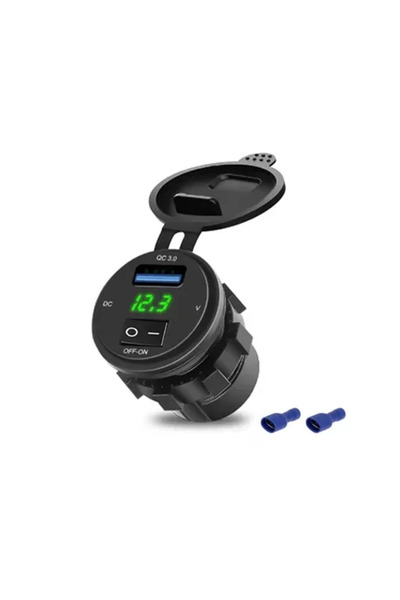 OEM Αδιάβροχος φορτιστής - βολτόμετρο 12/24V με LED φωτισμό πράσινο και διακό...