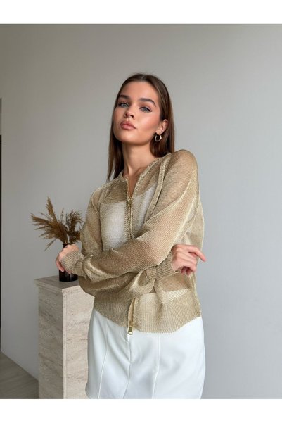 Cistern İstanbul Women's Double Zipper Knitwear Cardigan