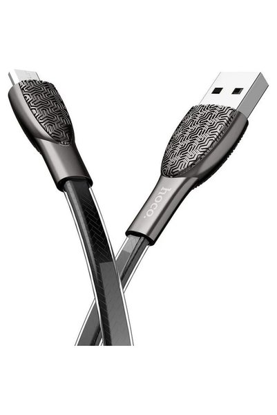 Hoco Πλεγμένο καλώδιο USB 2.0 σε micro USB μαύρο 1.2μ (U52 Bright)