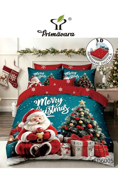 Primavara Finet 5D Christmas Themed Duvet Cover Set , 6 Pieces, Fitted Sheet ...