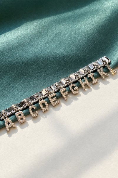 Berilya Aksesuar Italian Charm Bracelet Compatible Single Letter Charm