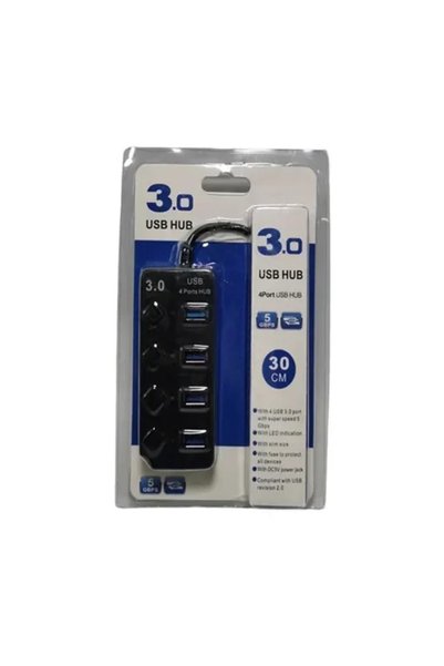 OEM Usb hub 3.0 / 4 Θυρών με Διακόπτες Τροφοδοσίας και Προσαρμογέα HQ-4-PORT