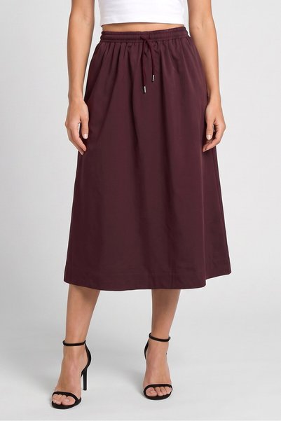 JCL PARIS Women Solid Maxi Skirt, Dark Maroon