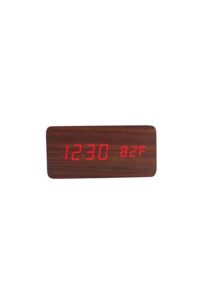 OEM Ξυλινο Ψηφιακο Ρολοι Wooden Clock Σκουρο Καφε