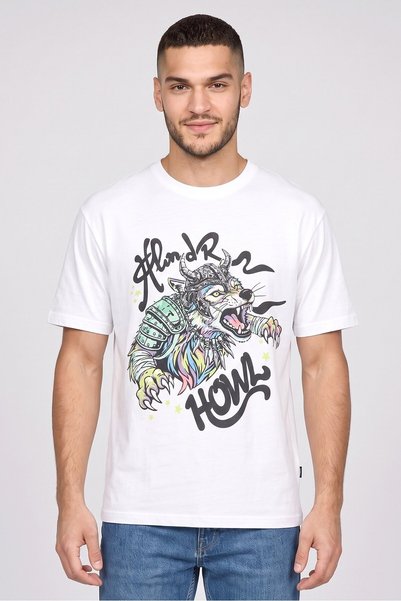 Highlander Zoox Men Crew Neck Short Sleeve Graphic T-Shirt, White