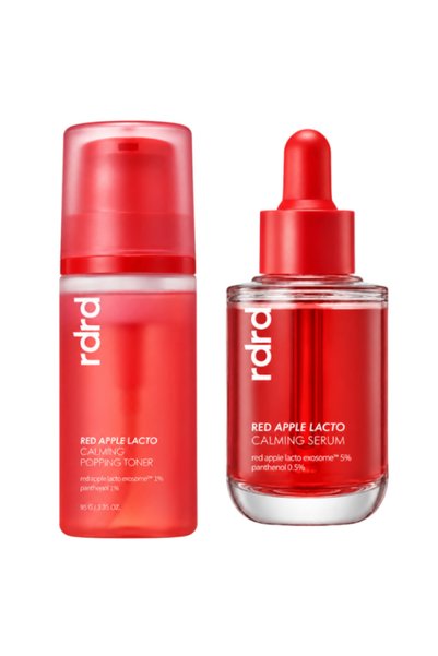 Serum مجموعة العناية بالبشرة الكورية المهدئة بالحليب والتفاح الأحمر من RDRD - مع تونر