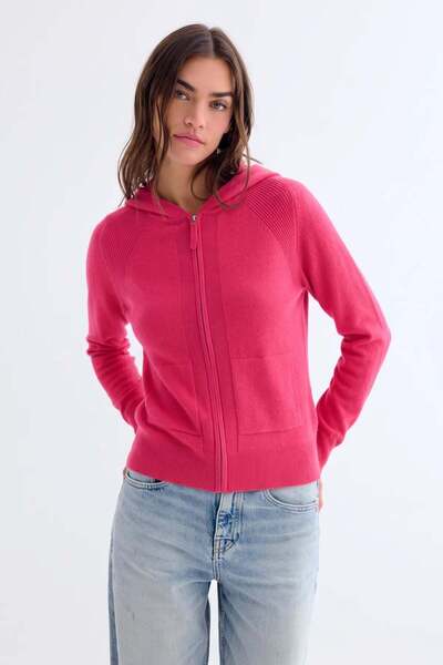 Silk and Cashmere Karpuz Isabella Saf Kaşmir Kapüşonlu Hırka
