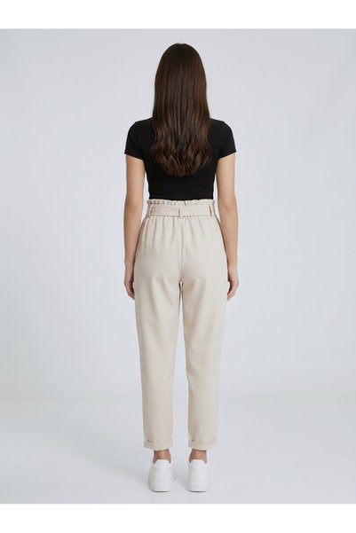 NO BRAND Pantaloni Damă Eleganți cu Talie Înaltă și Cordon