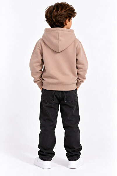 BABİDO Boys' 3-Thread Hooded Sweatshirt with Inside Lining, Never Give up Printed, Winter, Ages 5-11