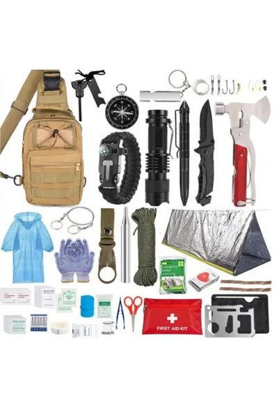 OEM Κιτ επιβίωσης Outdoor και Camping 29 τεμαχίων με φαρμακείο και τσαντάκι μ...
