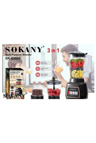 OEM Μπλέντερ για Smoothies 1.5lt 600W Sokany SK-03008 σε μαύρο χρώμα