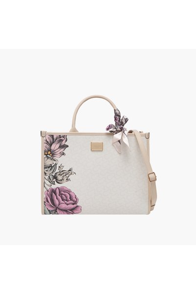 CHARLOTTE Reid Floral Print Tote Bag with Scarf Detail