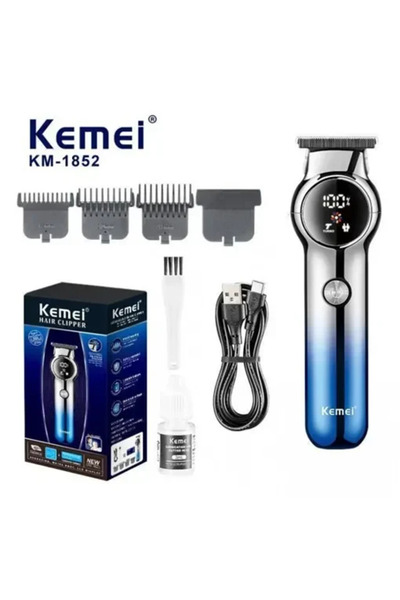 Kemei Επαναφορτιζόμενη κουρευτική μηχανή KM-1852 σε μπλε χρώμα