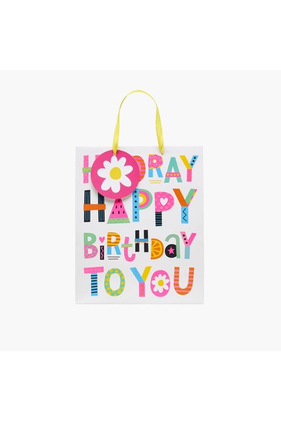 Findz Happy Birthday Print Paper Gift Bag - Large