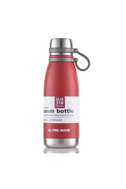 OEM Μπουκάλι θερμός με ιμάντα μεταφοράς 600ml JB-6063 σε κόκκινο χρώμα