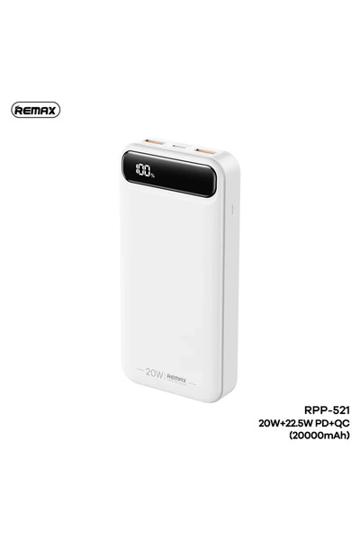 Remax RPP-521 20000mAh power bank σε λευκό χρώμα