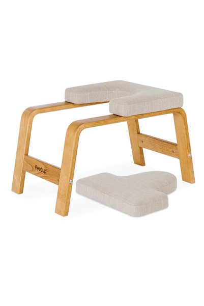 FeetUp Scaunel Yoga pentru inversiuni/headstand, FeetUp® 2.0, lemn miere, țes...