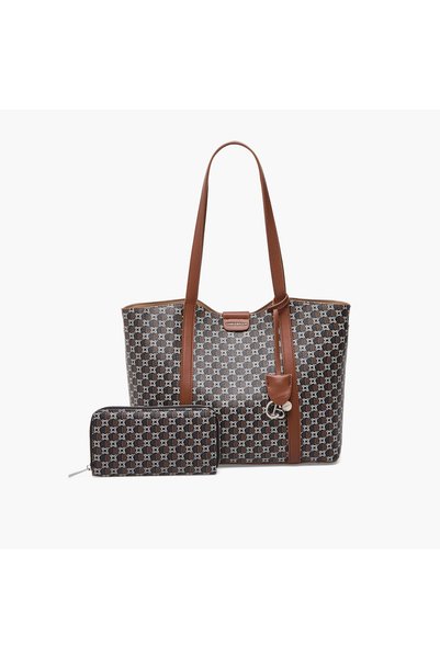 Chrisbella Printed Tote Bag with Wallet