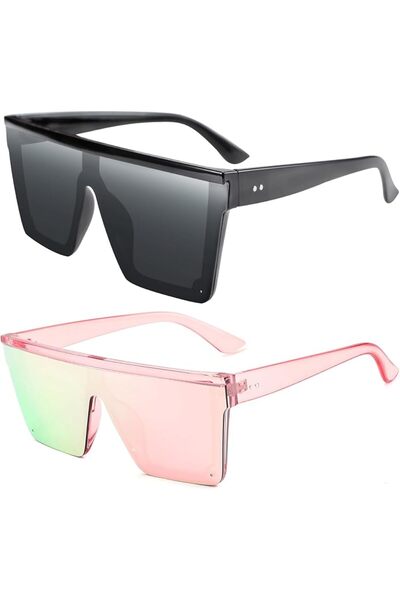 FEISEDY Oversized Square Trendy Sunglasses Womens Mens Futuristic Flat Top Vi...
