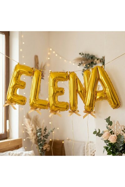 OEM Baloane Litere din Folie Metalizată cu Numele ELENA, Auriu, 40 cm, pentru...