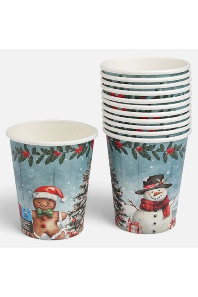 SHOPIENS Set 12 Pahare Hartie Craciun Petrecere Brad Om De Zapada Turta Dulce...