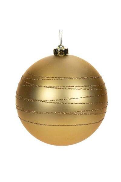 ANTBRO Glob de Crăciun Auriu Mat cu Dungi din Glitter 15cm, ANTBRO®
