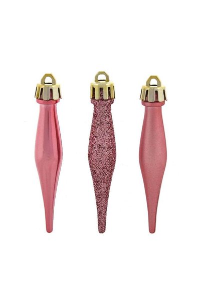 ANTBRO Set 18 Ornamente pentru Brad de Crăciun Turțuri Roz Lucioși, Mați și c...